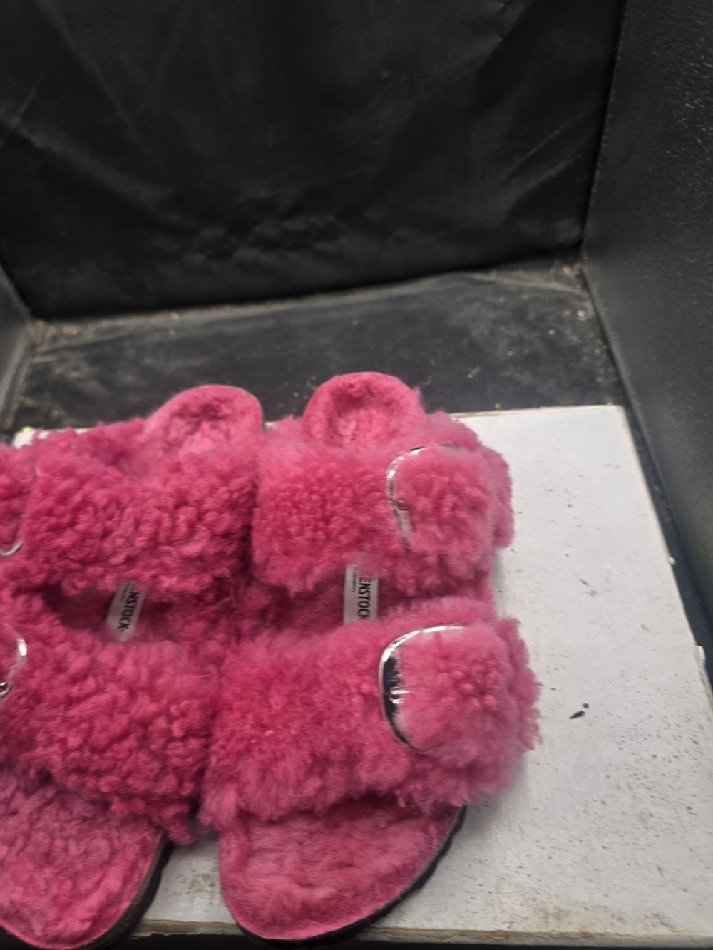 Birkenstock Kids Plush Double-Strap Sandals in Hot Pink